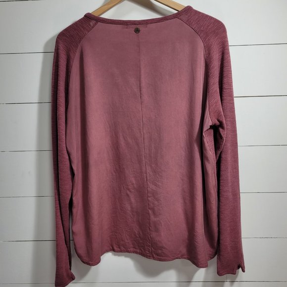 Prana Hensley Organic Cotton Long Sleeve Purple Shirt Women's sz Large - Picture 3 of 7